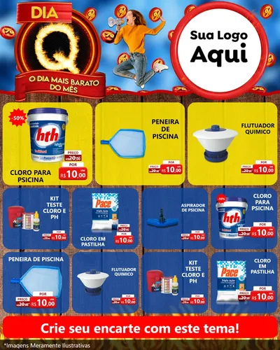 Modelo de Rede Social para Feed Instagram com o tema Dia Q - O Dia Mais Barato Do Mês para Produtos para Piscina