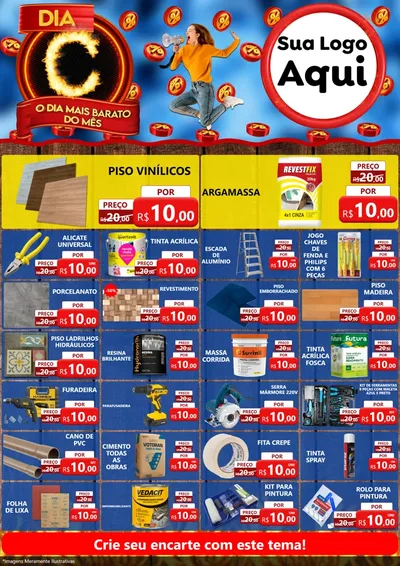 Modelo de Encarte para Encarte A4 Vertical com o tema Dia C - O Dia Mais Barato Do Mês para Material para Construção