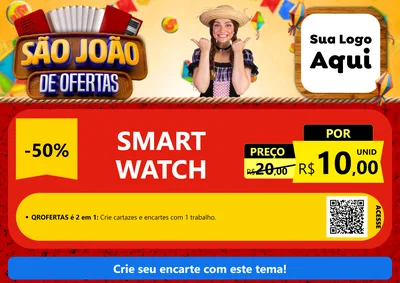 Modelo de Cartaz para Cartaz A4 Horizontal com o tema São João de Ofertas para Informática