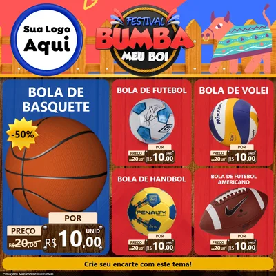Modelo de Rede Social para Feed Facebook com o tema Festival Bumba Meu Boi para Artigos Esportivos