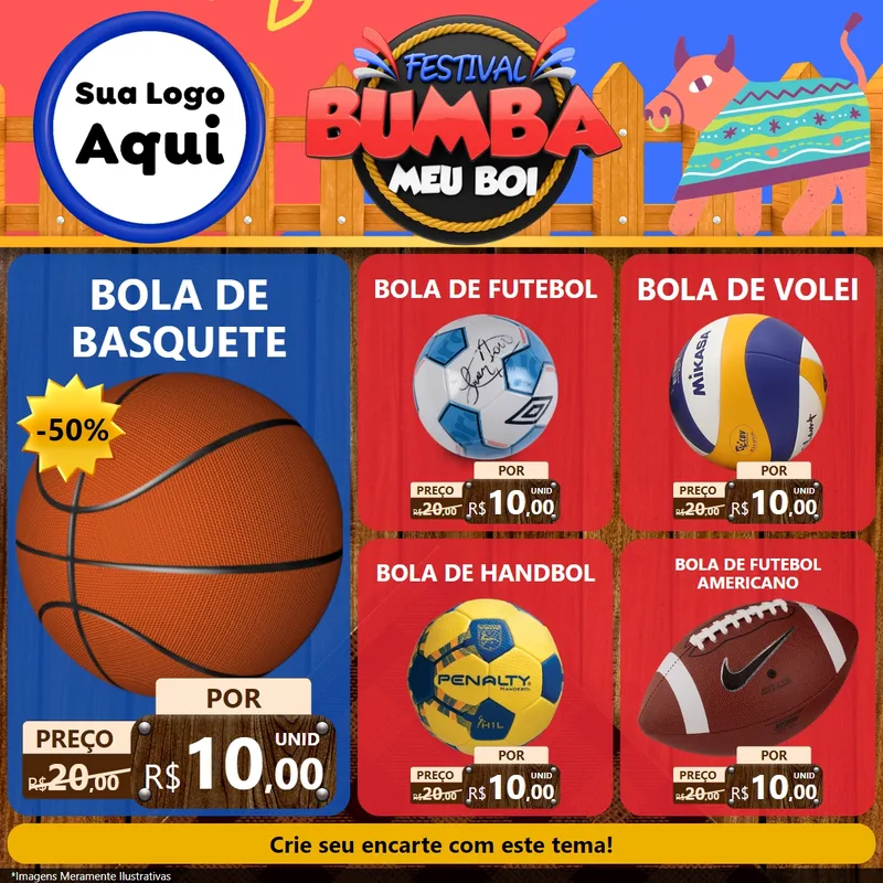 Modelo de Rede Social para Feed Facebook com o tema Festival Bumba Meu Boi para Artigos Esportivos