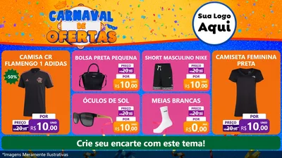 Modelo de TV para TV Horizontal com o tema Carnaval de Ofertas para Roupas e acessórios