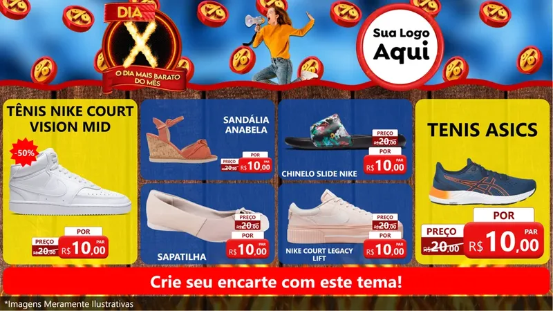 Modelo de TV para TV Horizontal com o tema Dia X - O Dia Mais Barato Do Mês para Calçados