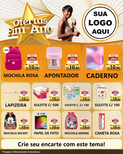 Modelo de Rede Social para Feed Instagram com o tema Ofertas Fim de Ano para Papelaria