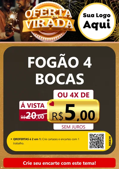 Modelo de Cartaz para Cartaz A4 Vertical com o tema Oferta da Virada para Móveis e Eletro