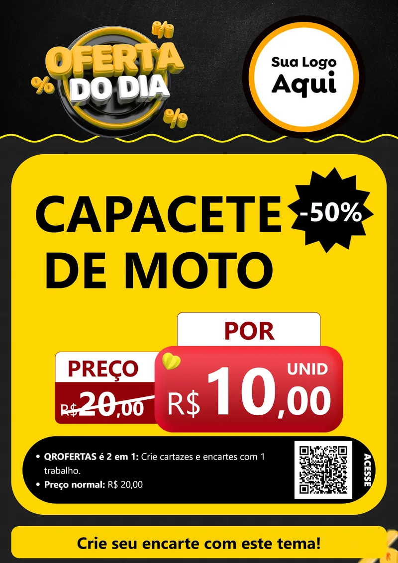 Modelo de Cartaz para Cartaz A4 Vertical com o tema Oferta Do Dia para Moto peças