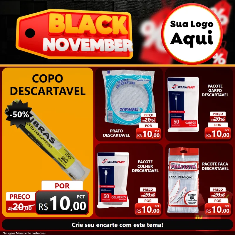 Modelo de Rede Social para Feed Facebook com o tema Black November para Embalagens