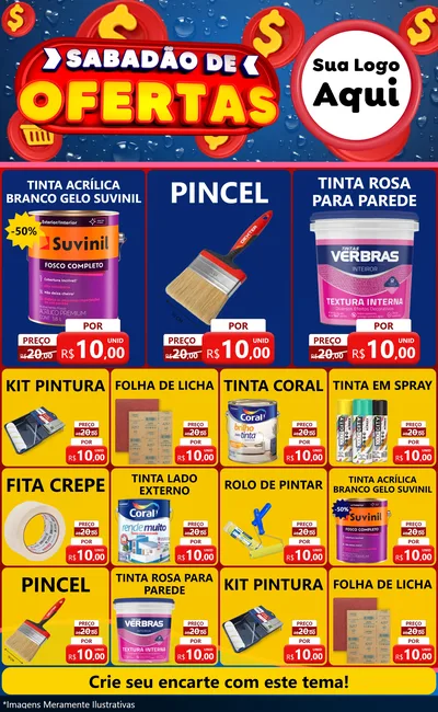 Modelo de Encarte para Encarte Grande com o tema Sabadão de Ofertas para Tintas e Ferramentas