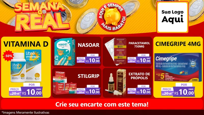 Modelo de TV para TV Horizontal com o tema Semana do Real para Farmácia