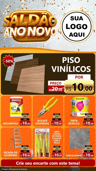 Modelo de Rede Social para Stories com o tema Saldão de Ano Novo para Material para Construção