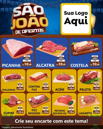 Modelo de Rede Social para Feed Instagram com o tema São João Ofertas Imbatíveis! - Junina para Açougue