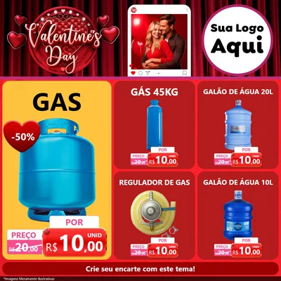 Modelo de Rede Social para Feed Facebook com o tema Valentine's Day para Água e gás