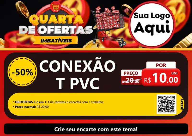 Modelo de Cartaz para Cartaz A4 Horizontal com o tema Quarta de Ofertas Imbatíveis para Tubos e conexões