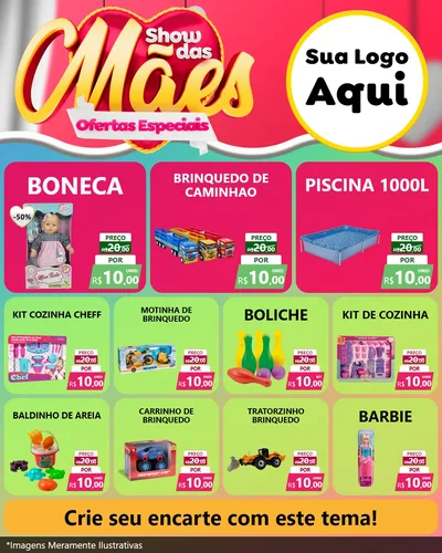 Modelo de Rede Social para Feed Instagram com o tema Show das Mães - Ofertas Especiais para Brinquedos