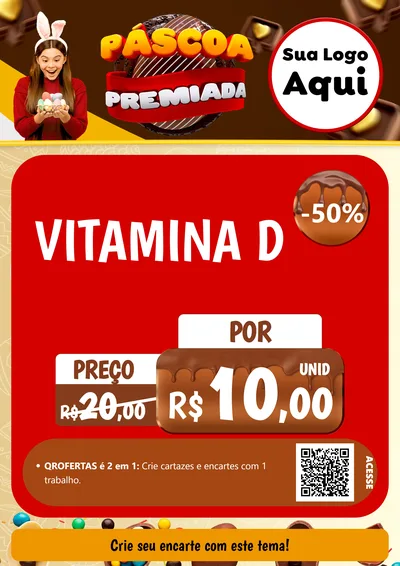 Modelo de Cartaz para Cartaz A4 Vertical com o tema Páscoa Premiada para Farmácia