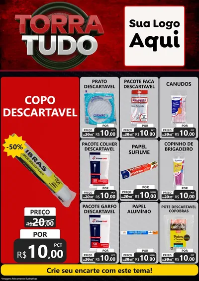 Modelo de Encarte para Encarte A4 Vertical com o tema Torra Tudo para Embalagens
