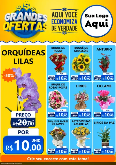 Modelo de Encarte para Encarte A4 Vertical com o tema Grandes Ofertas para Floricultura e jardim