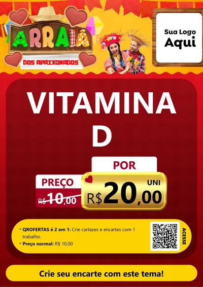 Modelo de Cartaz para Cartaz A4 Vertical com o tema Arraiá Dos Apaixonados - Junina para Farmácia