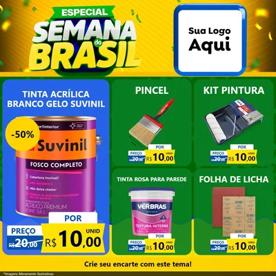Modelo de Rede Social para Feed Facebook com o tema Especial Semana do Brasil para Tintas e Ferramentas