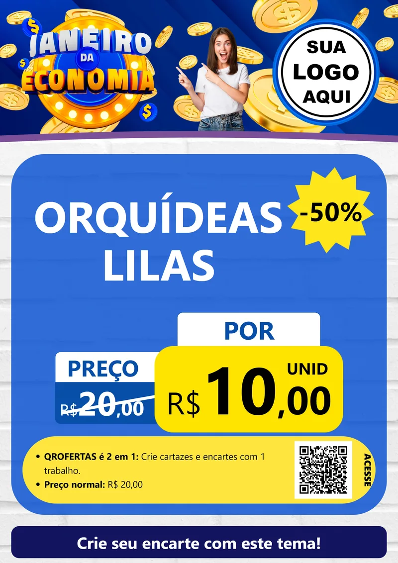 Modelo de Cartaz para Cartaz A4 Vertical com o tema Janeiro da Economia para Floricultura e jardim
