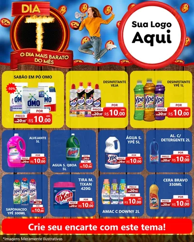Modelo de Rede Social para Feed Instagram com o tema Dia T - O Dia Mais Barato Do Mês para Produtos de Limpeza