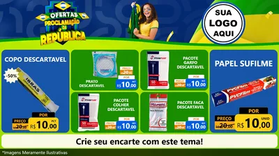Modelo de TV para TV Horizontal com o tema Ofertas Proclamação da República para Embalagens