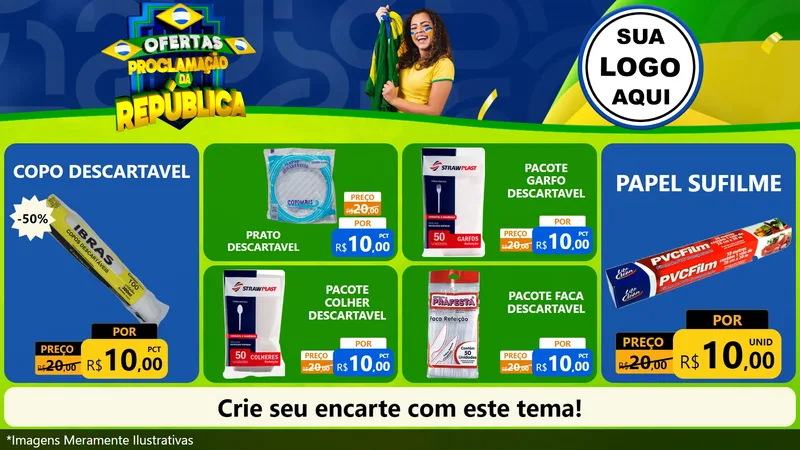 Modelo de TV para TV Horizontal com o tema Ofertas Proclamação da República para Embalagens