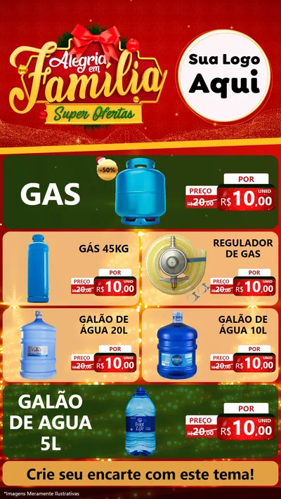 Modelo de TV para TV Vertical com o tema Alegria em Família Super Ofertas - Natal para Água e gás
