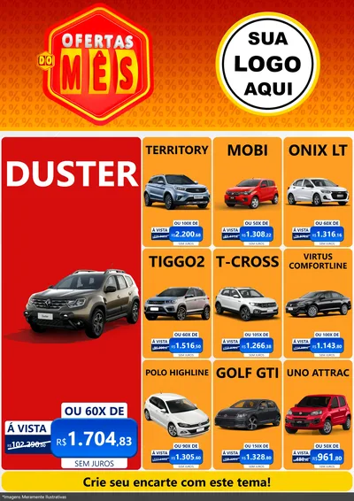 Modelo de Encarte para Encarte A4 Vertical com o tema Ofertas do Mês para Concessionaria de Carros