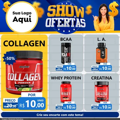 Modelo de Rede Social para Feed Facebook com o tema Show de Ofertas para Suplementos alimentares