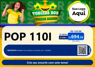 Modelo de Cartaz para Cartaz A4 Horizontal com o tema Torcida dos Preços Baixos - Copa para Concessionaria de Motos