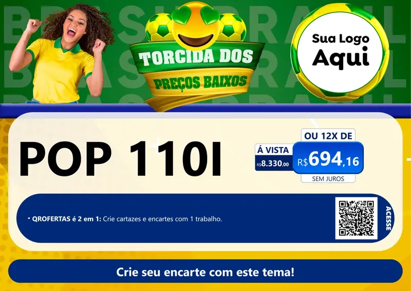 Modelo de Cartaz para Cartaz A4 Horizontal com o tema Torcida dos Preços Baixos - Copa para Concessionaria de Motos