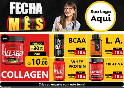Modelo de Encarte para Encarte A4 Horizontal com o tema Fecha Mês para Suplementos alimentares