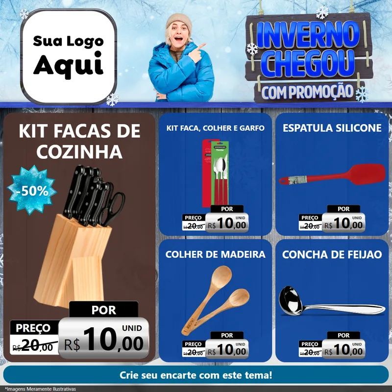 Modelo de Rede Social para Feed Facebook com o tema Inverno Chegou Com Promoção para Utilidades Domésticas