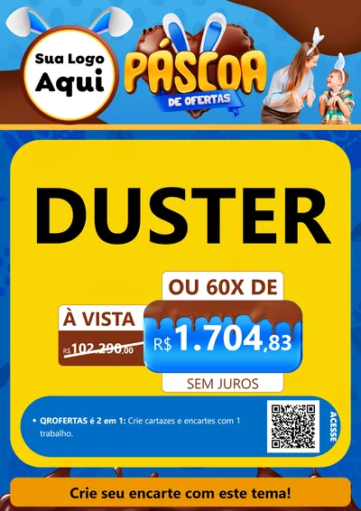 Modelo de Cartaz para Cartaz A4 Vertical com o tema Páscoa de Ofertas para Concessionaria de Carros