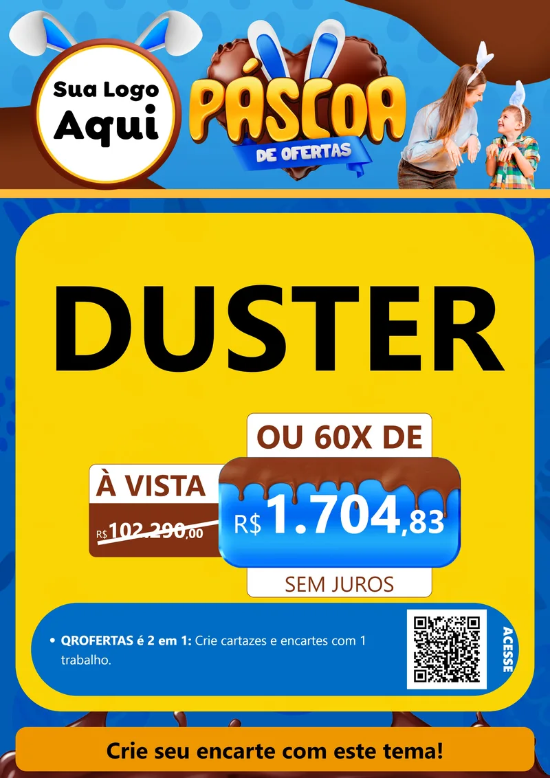 Modelo de Cartaz para Cartaz A4 Vertical com o tema Páscoa de Ofertas para Concessionaria de Carros