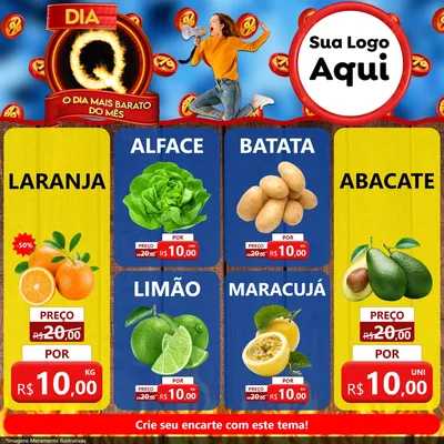 Modelo de Rede Social para Feed Facebook com o tema Dia Q - O Dia Mais Barato Do Mês para Hortifrúti