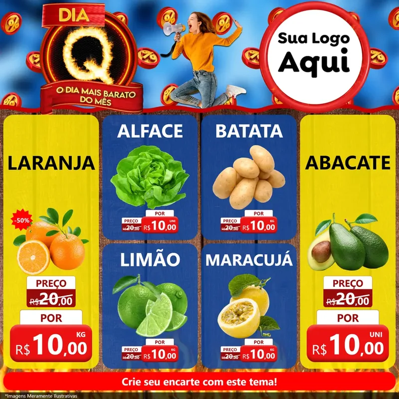 Modelo de Rede Social para Feed Facebook com o tema Dia Q - O Dia Mais Barato Do Mês para Hortifrúti