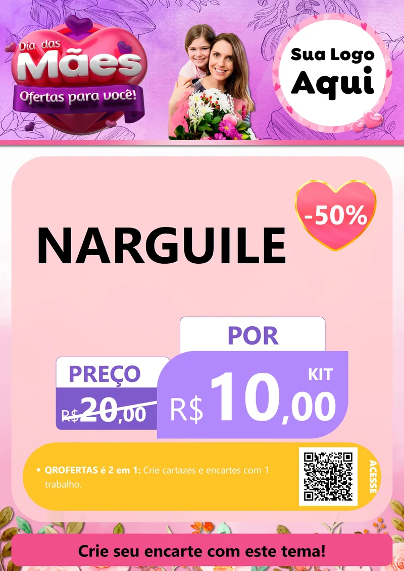 Modelo de Cartaz para Cartaz A4 Vertical com o tema Dia das Mães Ofertas para Você! para Tabacaria