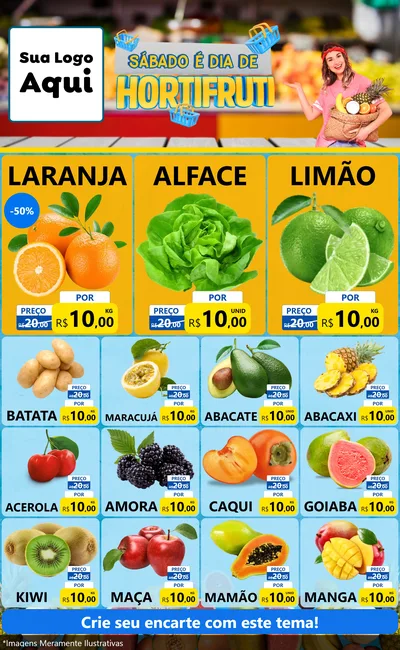 Modelo de Encarte para Encarte Grande com o tema Sábado É Dia de Hortifruti para Hortifrúti