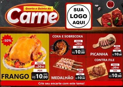 Modelo de Encarte para Encarte A4 Horizontal com o tema Quarta e Quinta da Carne para Assados