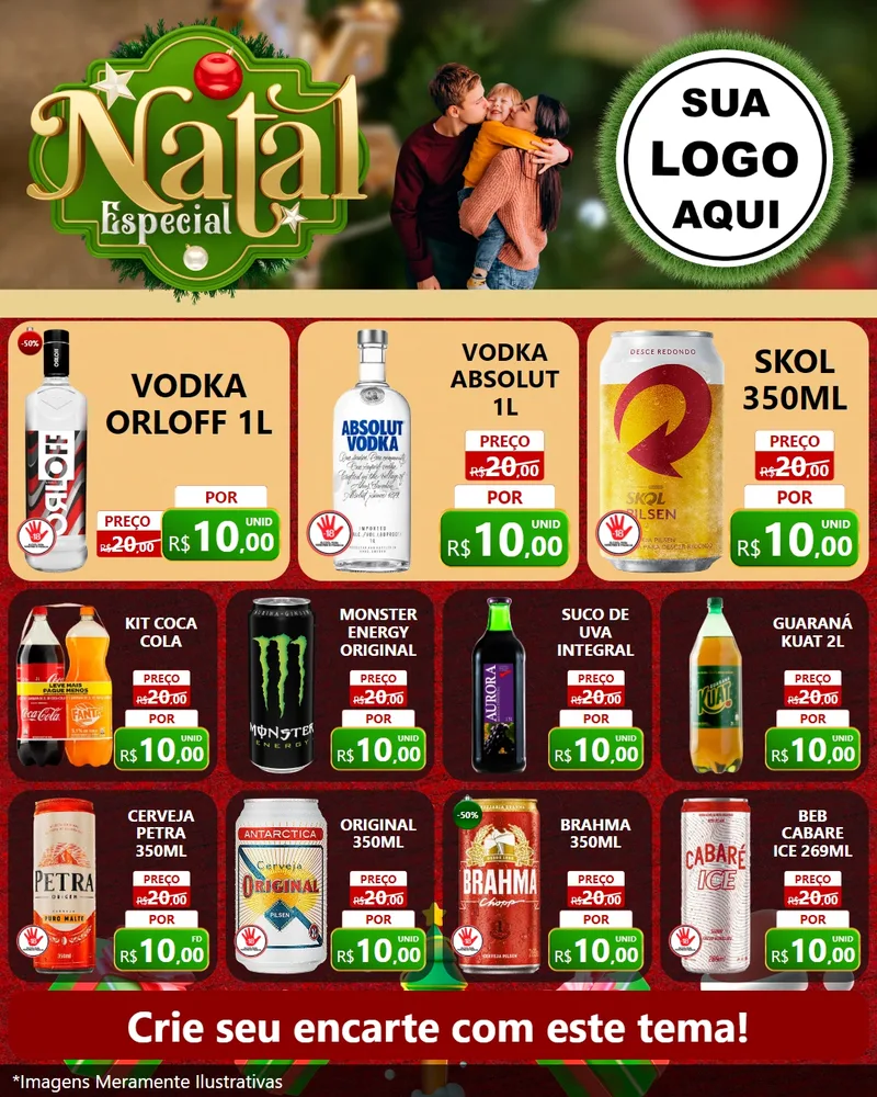 Modelo de Rede Social para Feed Instagram com o tema Natal Especial para Distribuidora de bebidas