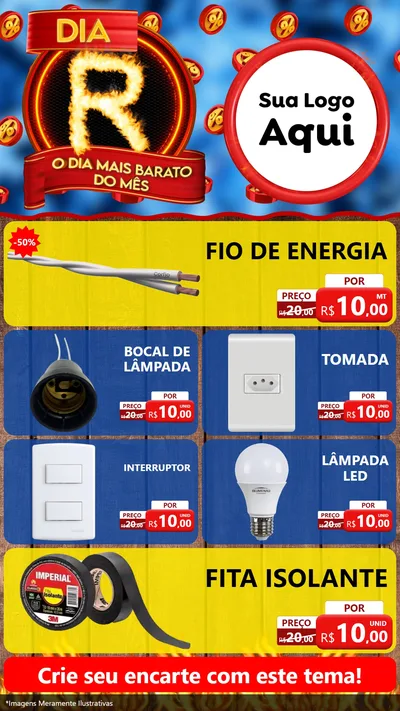 Modelo de TV para TV Vertical com o tema Dia R - O Dia Mais Barato Do Mês para Materiais Elétricos
