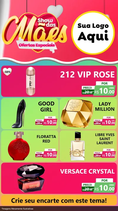 Modelo de TV para TV Vertical com o tema Show das Mães - Ofertas Especiais para Perfumes