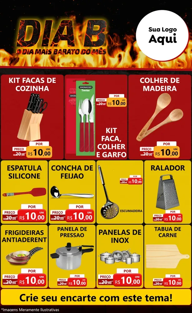 Modelo de Encarte para Encarte Grande com o tema Dia B para Utilidades Domésticas
