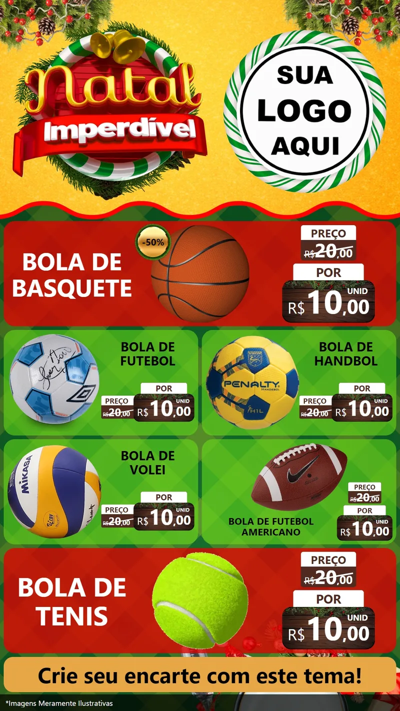 Modelo de TV para TV Vertical com o tema Natal Imperdível para Artigos Esportivos