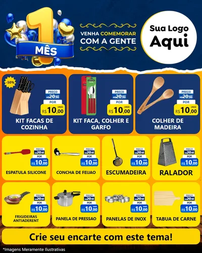 Modelo de Rede Social para Feed Instagram com o tema Um Mês de Aniversário para Utilidades Domésticas