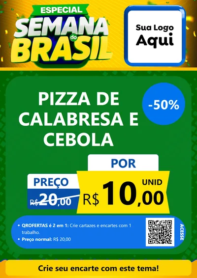 Modelo de Cartaz para Cartaz A4 Vertical com o tema Especial Semana do Brasil para Pizzaria