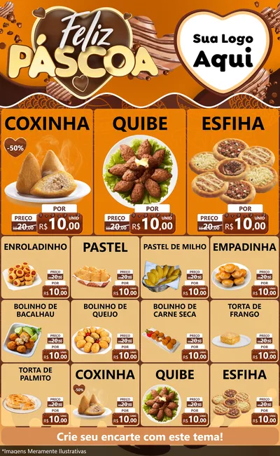 Modelo de Encarte para Encarte Grande com o tema Feliz Páscoa para Salgadaria