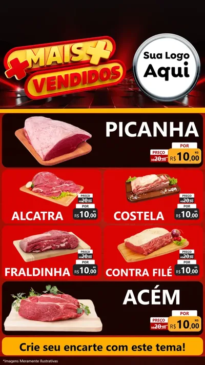 Modelo de TV para TV Vertical com o tema Mais Vendidos para Açougue
